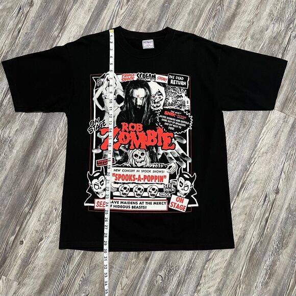 Vintage 90s Rob Zombie Spooks-A-Poppin Black Short Sleeve Band Tee - Picture 5 of 5
